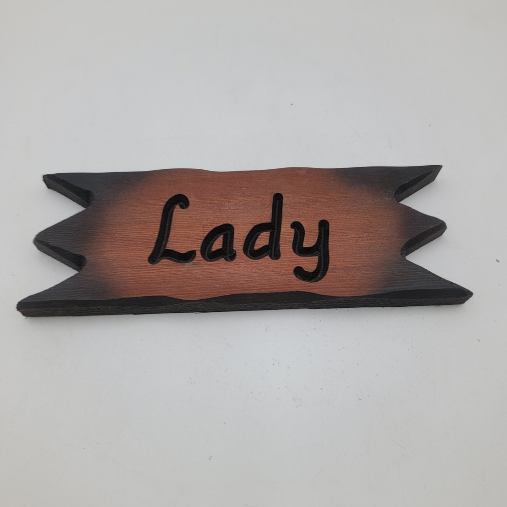 Handmade Wooden Name Plaque for Animals "Lady" Rustic Carved Pet Sign Brown